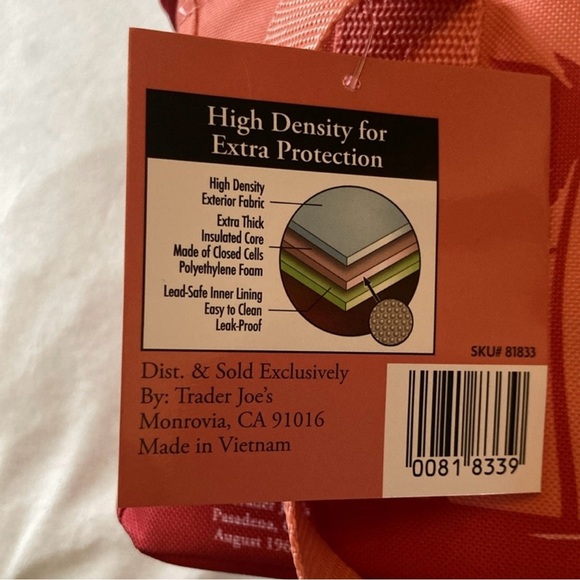 Trader Joe’s Peach Coral Orange Mini Insulated Tote Bag Lunch Box New With Tags - Picture 6 of 7